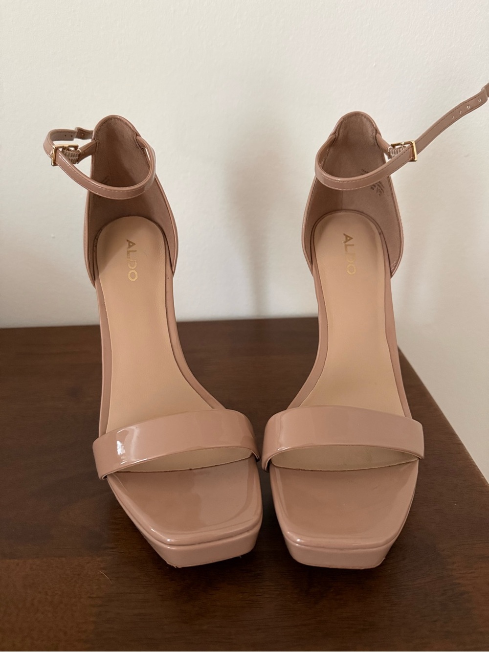 Aldo Blush Patent Ankle-Strap 5 inch Heels